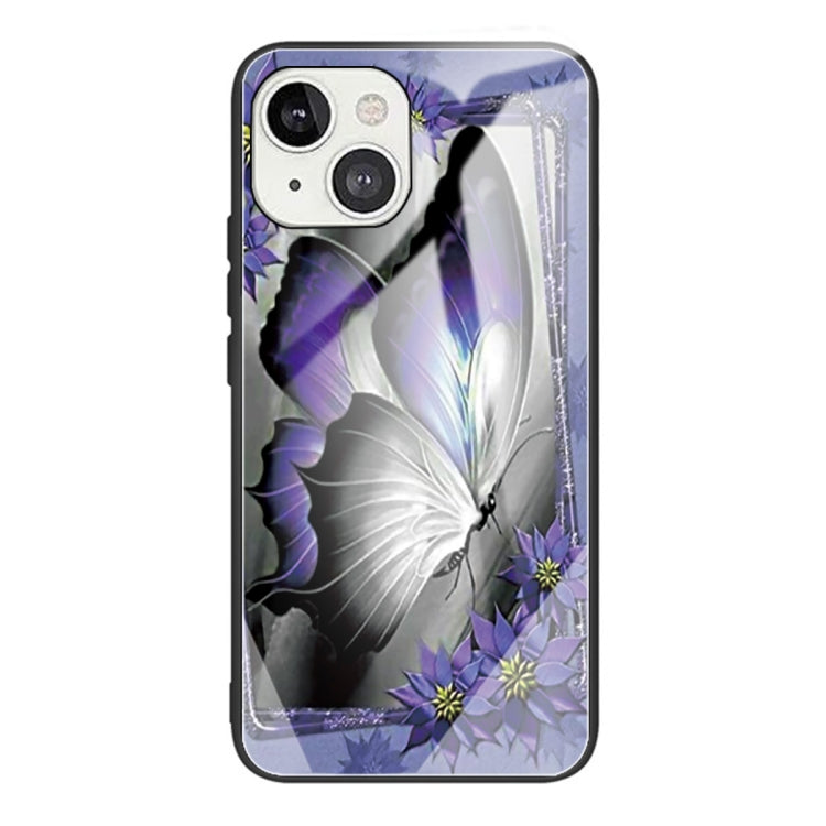 For iPhone 13 mini Colorful Painted Glass Shockproof Protective Case