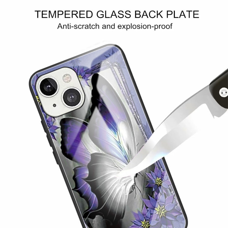 For iPhone 13 mini Colorful Painted Glass Shockproof Protective Case