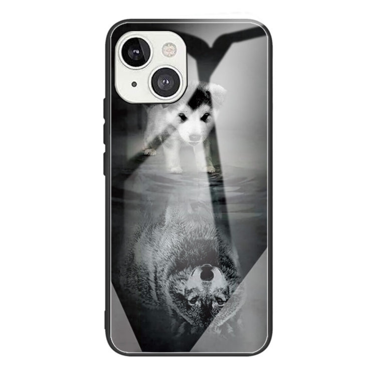 For iPhone 13 mini Colorful Painted Glass Shockproof Protective Case