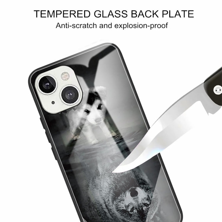 For iPhone 13 mini Colorful Painted Glass Shockproof Protective Case