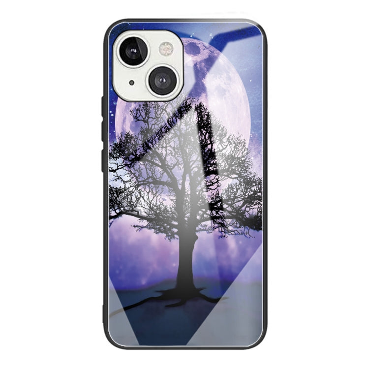 For iPhone 13 mini Colorful Painted Glass Shockproof Protective Case
