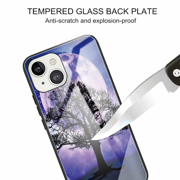For iPhone 13 mini Colorful Painted Glass Shockproof Protective Case