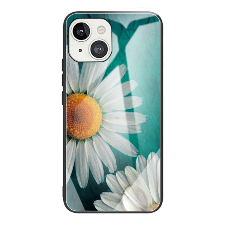 For iPhone 13 mini Colorful Painted Glass Shockproof Protective Case