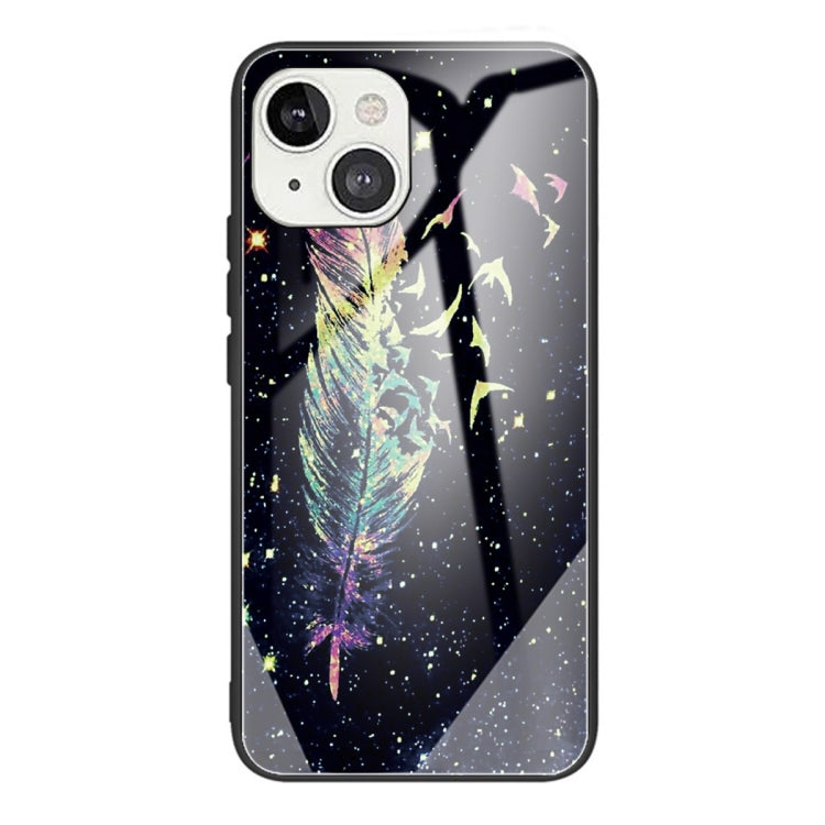 For iPhone 13 mini Colorful Painted Glass Shockproof Protective Case