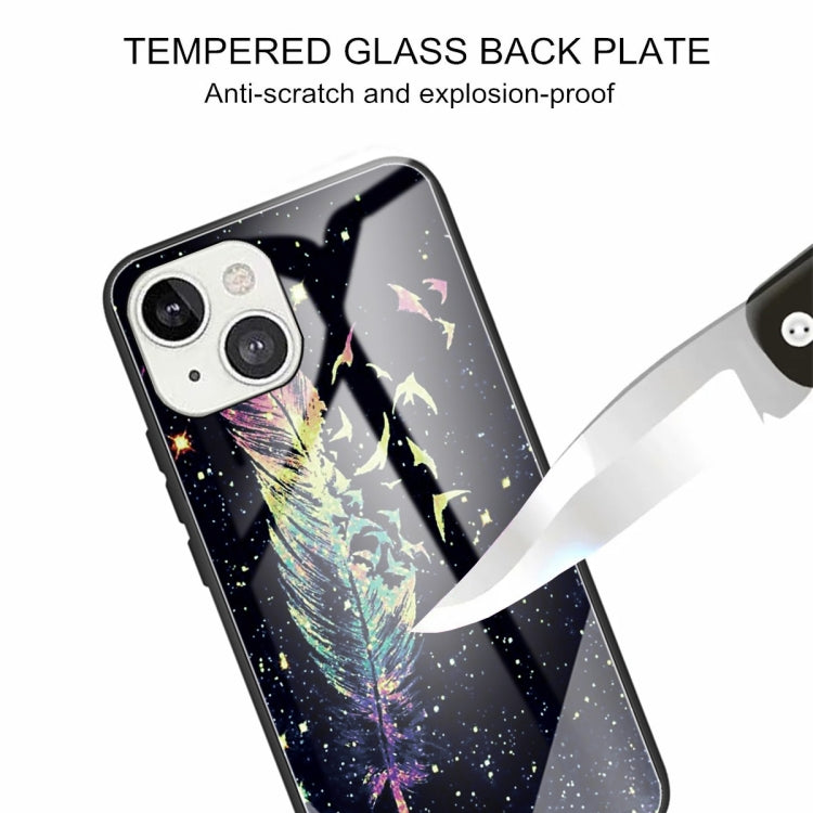 For iPhone 13 mini Colorful Painted Glass Shockproof Protective Case