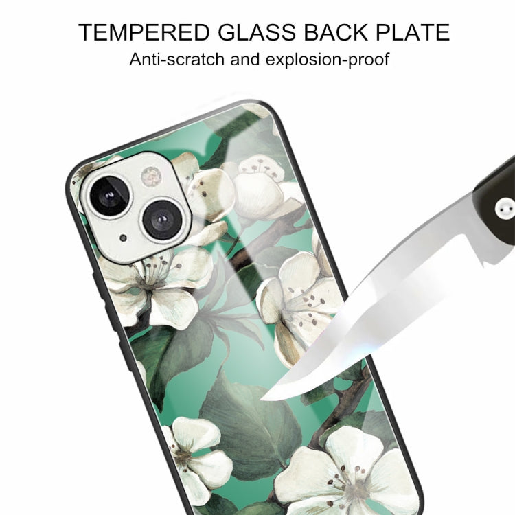 For iPhone 13 mini Colorful Painted Glass Shockproof Protective Case