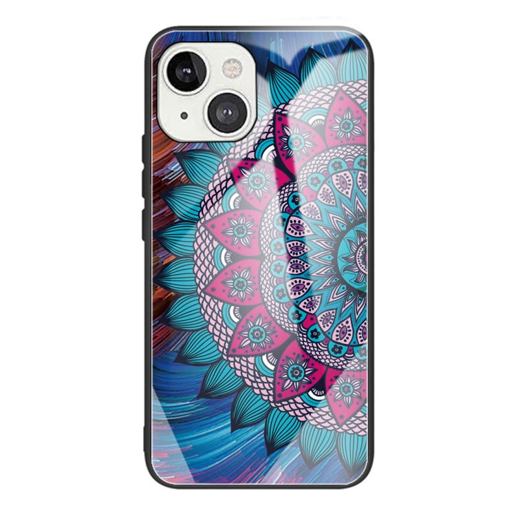 For iPhone 13 mini Colorful Painted Glass Shockproof Protective Case