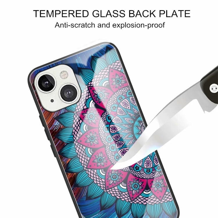 For iPhone 13 mini Colorful Painted Glass Shockproof Protective Case