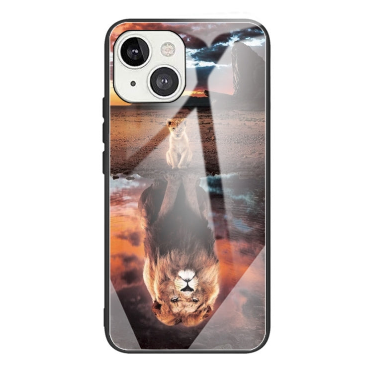 For iPhone 13 mini Colorful Painted Glass Shockproof Protective Case