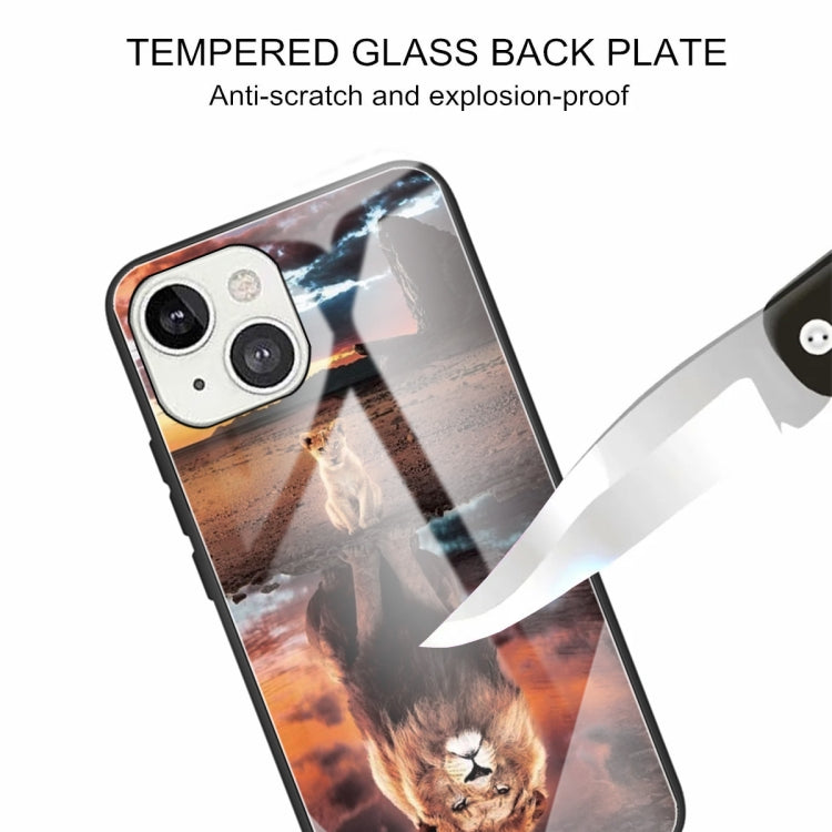 For iPhone 13 mini Colorful Painted Glass Shockproof Protective Case