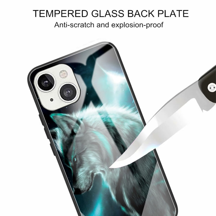 For iPhone 13 mini Colorful Painted Glass Shockproof Protective Case
