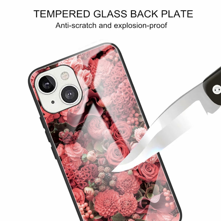 For iPhone 13 mini Colorful Painted Glass Shockproof Protective Case