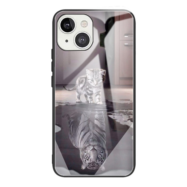 For iPhone 13 mini Colorful Painted Glass Shockproof Protective Case