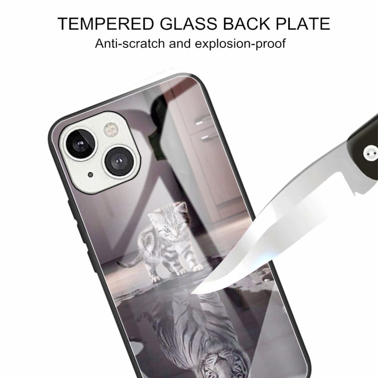 For iPhone 13 mini Colorful Painted Glass Shockproof Protective Case
