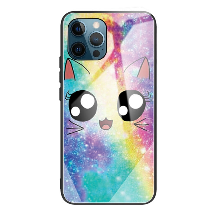 For iPhone 13 Pro Colorful Painted Glass Shockproof Protective Case