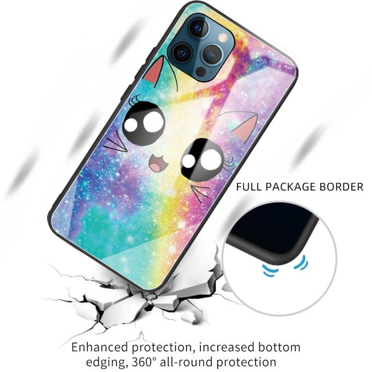 For iPhone 13 Pro Colorful Painted Glass Shockproof Protective Case