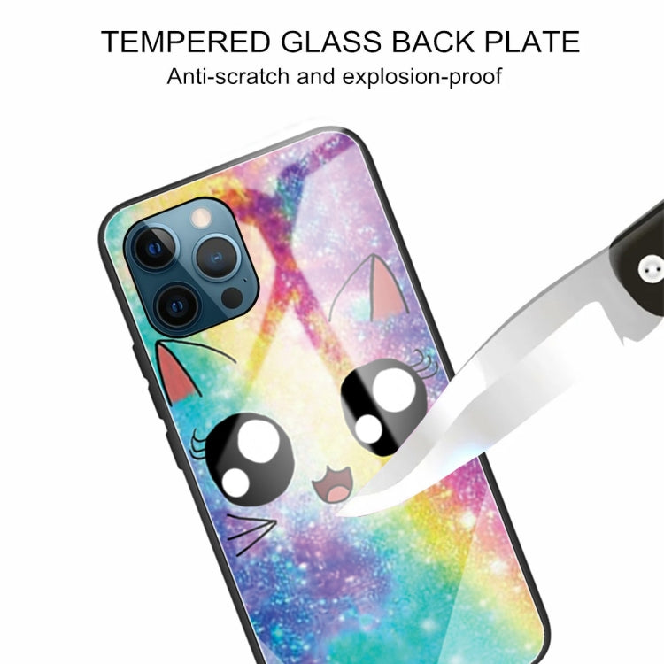 For iPhone 13 Pro Colorful Painted Glass Shockproof Protective Case