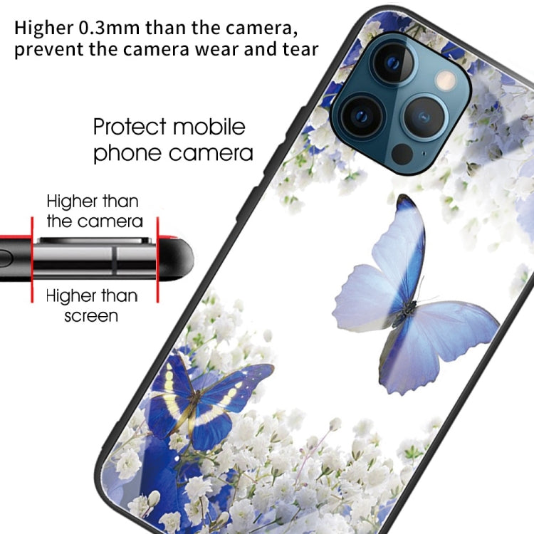 For iPhone 13 Pro Colorful Painted Glass Shockproof Protective Case