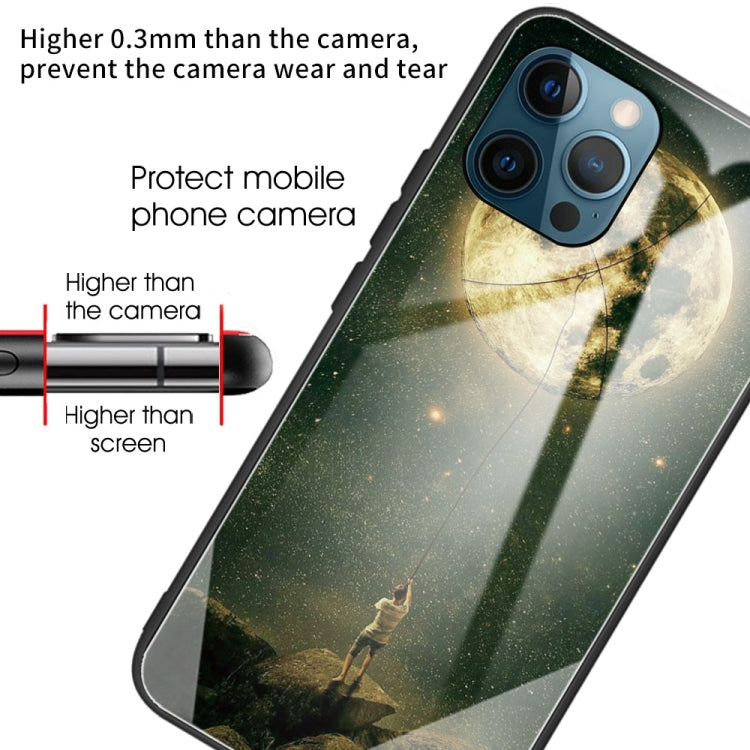 For iPhone 13 Pro Colorful Painted Glass Shockproof Protective Case