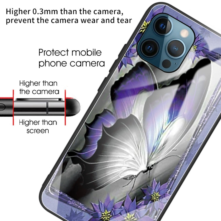 For iPhone 13 Pro Colorful Painted Glass Shockproof Protective Case