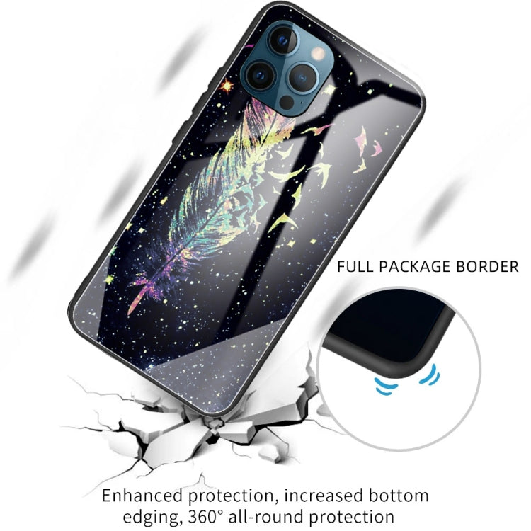 For iPhone 13 Pro Colorful Painted Glass Shockproof Protective Case