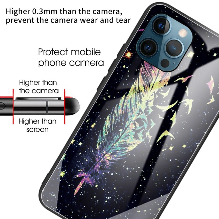 For iPhone 13 Pro Colorful Painted Glass Shockproof Protective Case