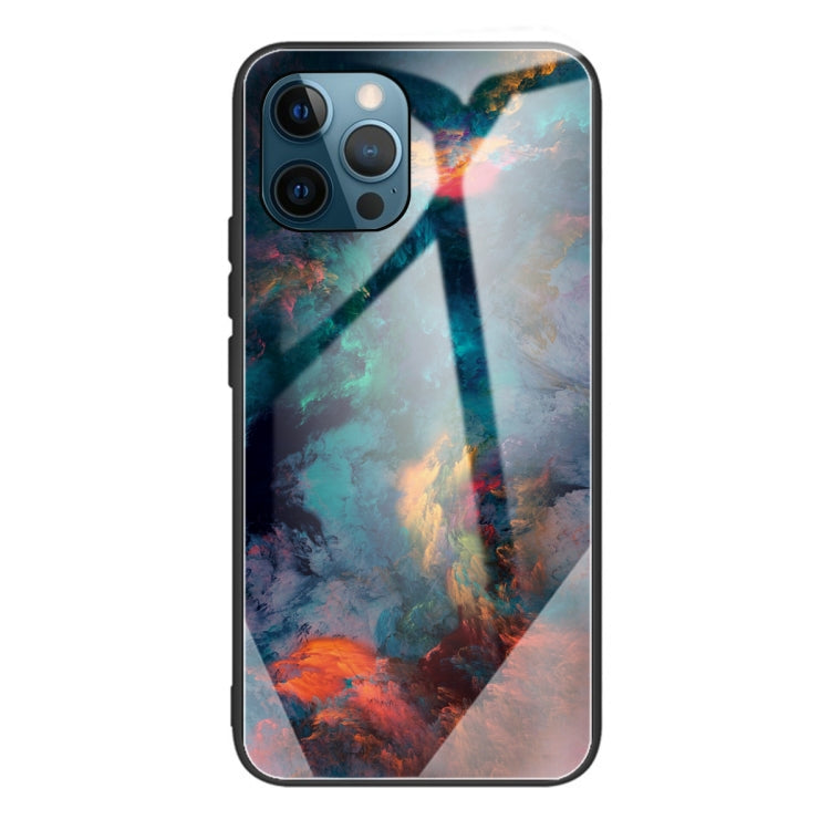 For iPhone 13 Pro Colorful Painted Glass Shockproof Protective Case