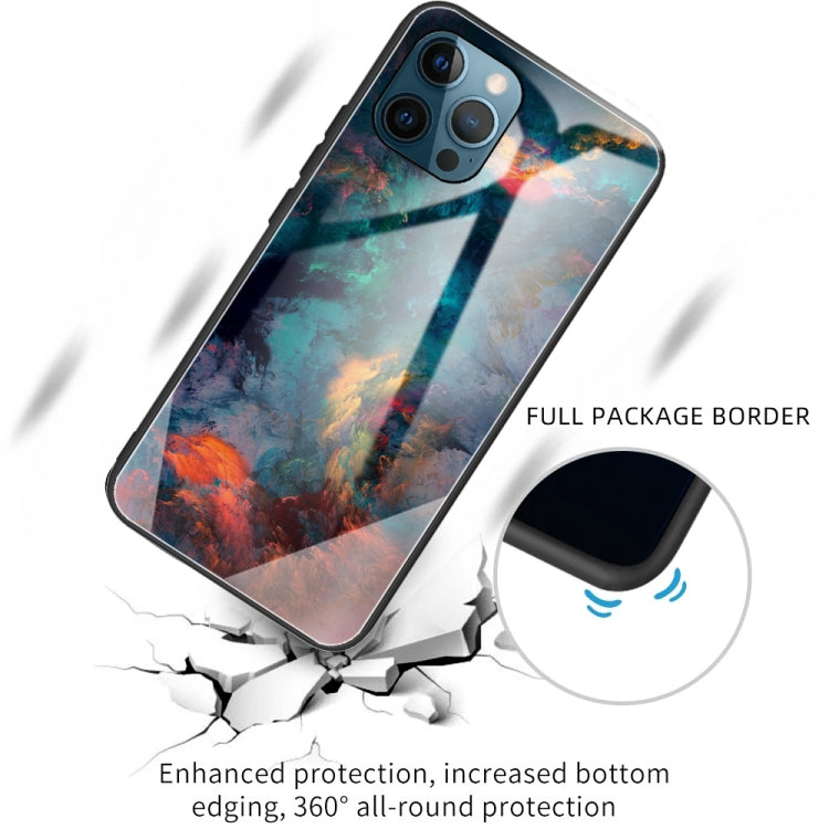 For iPhone 13 Pro Colorful Painted Glass Shockproof Protective Case