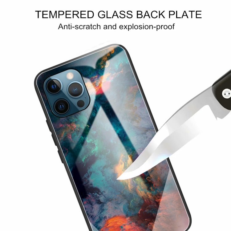 For iPhone 13 Pro Colorful Painted Glass Shockproof Protective Case