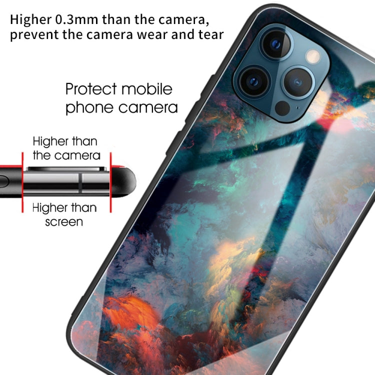 For iPhone 13 Pro Colorful Painted Glass Shockproof Protective Case