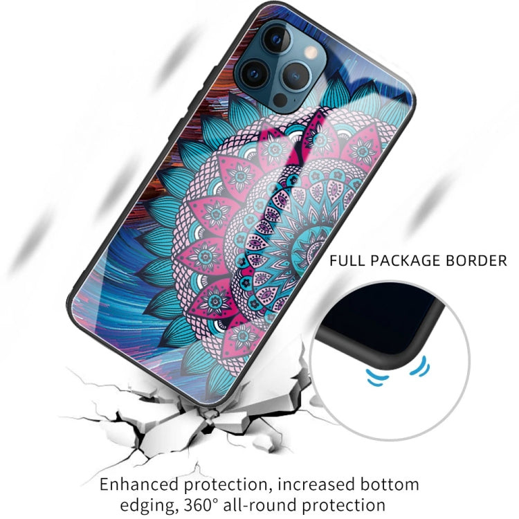 For iPhone 13 Pro Colorful Painted Glass Shockproof Protective Case