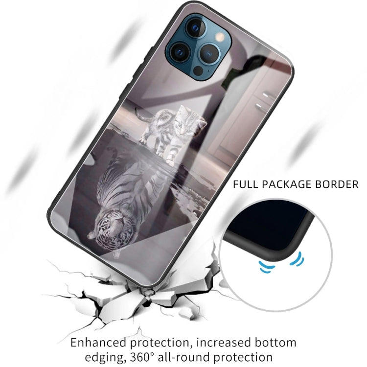 For iPhone 13 Pro Colorful Painted Glass Shockproof Protective Case