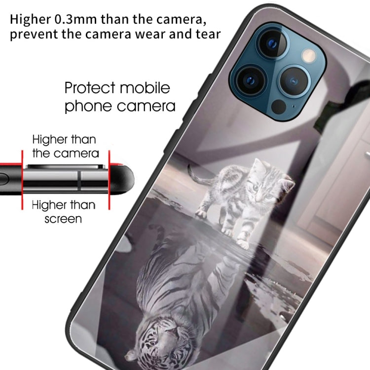 For iPhone 13 Pro Colorful Painted Glass Shockproof Protective Case