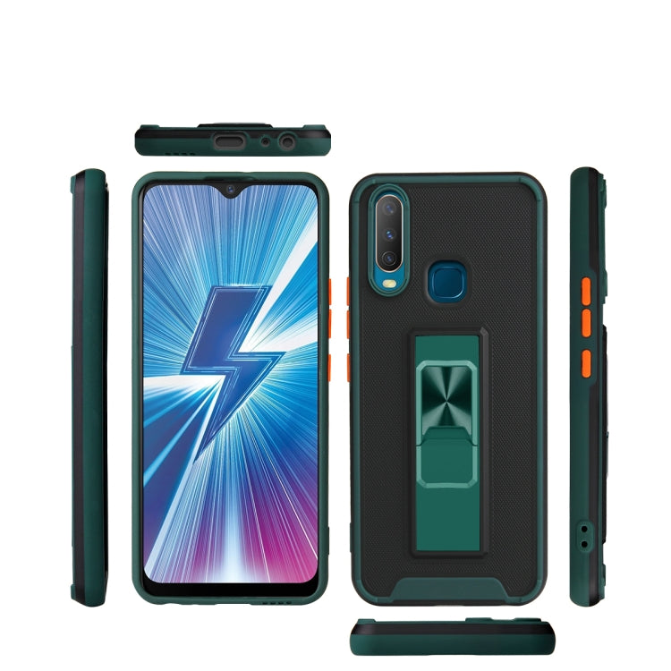 For vivo Y17 / Y12 / Y15 / Y11 Dual-color Skin Feel TPU + PC Magnetic Shockproof Case with Invisible Holder