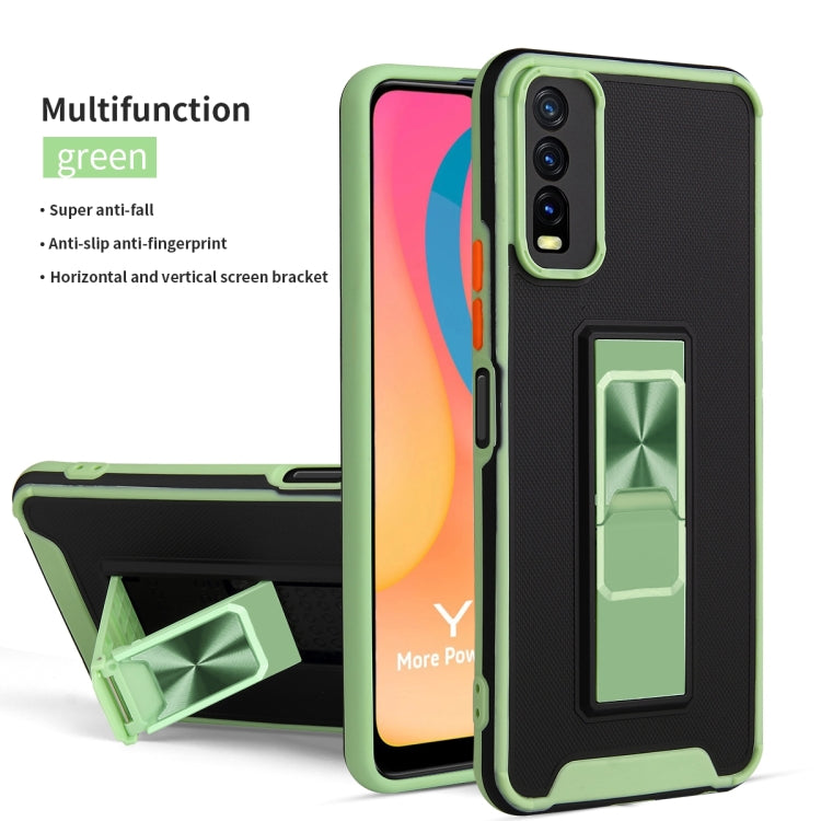 For vivo Y20 Dual-color Skin Feel TPU + PC Magnetic Shockproof Case with Invisible Holder