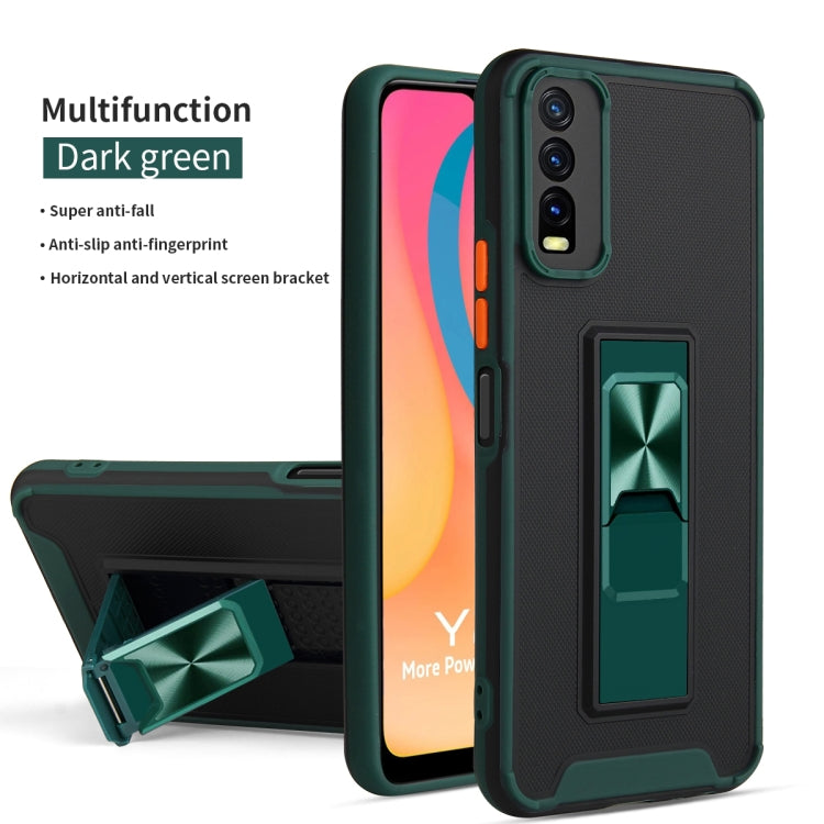 For vivo Y20 Dual-color Skin Feel TPU + PC Magnetic Shockproof Case with Invisible Holder