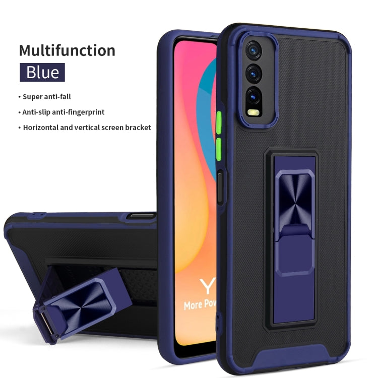 For vivo Y20 Dual-color Skin Feel TPU + PC Magnetic Shockproof Case with Invisible Holder