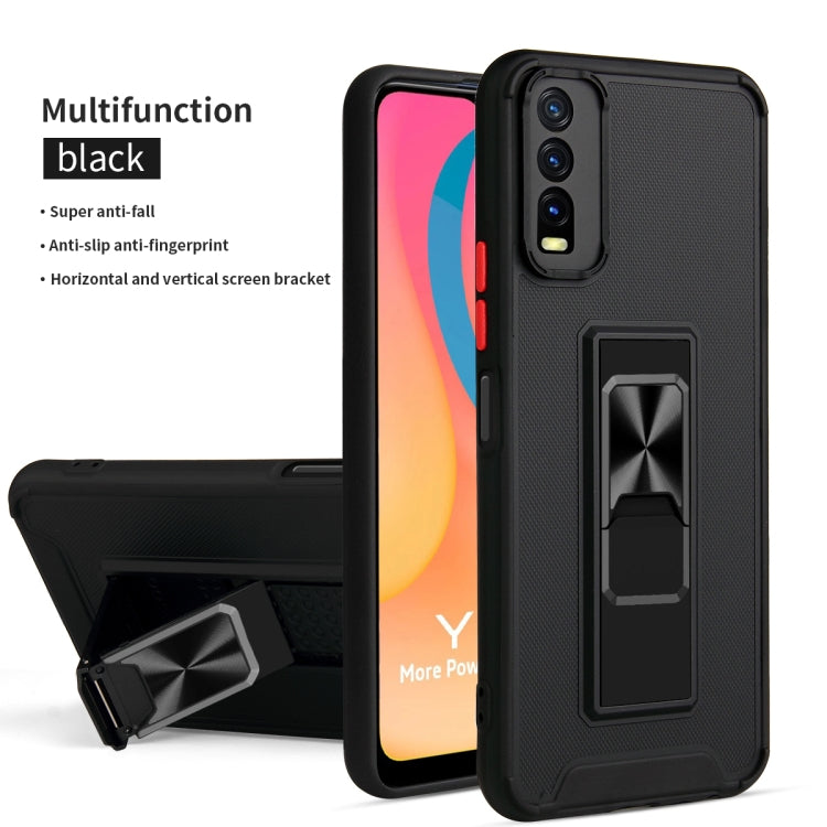 For vivo Y20 Dual-color Skin Feel TPU + PC Magnetic Shockproof Case with Invisible Holder