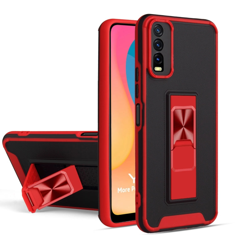 For vivo Y20 Dual-color Skin Feel TPU + PC Magnetic Shockproof Case with Invisible Holder
