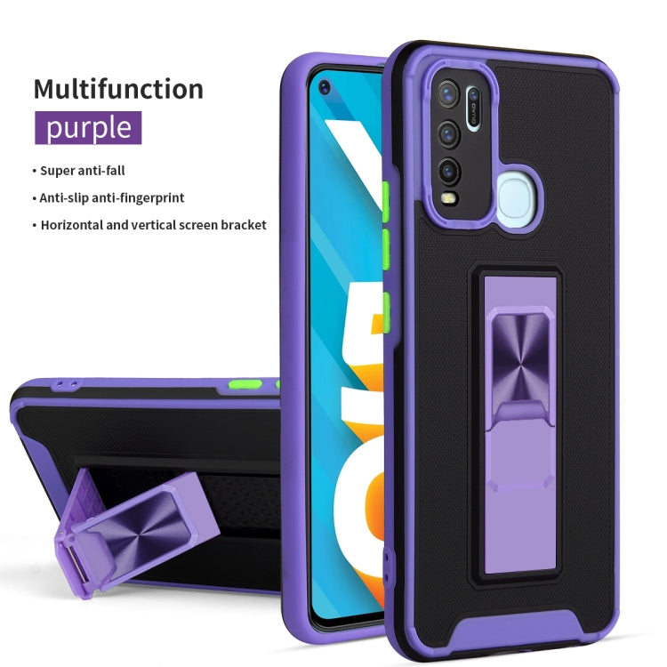 For vivo Y50 / Y30 Dual-color Skin Feel TPU + PC Magnetic Shockproof Case with Invisible Holder