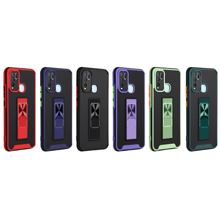 For vivo Y50 / Y30 Dual-color Skin Feel TPU + PC Magnetic Shockproof Case with Invisible Holder