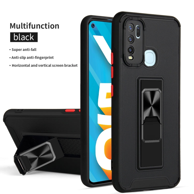 For vivo Y50 / Y30 Dual-color Skin Feel TPU + PC Magnetic Shockproof Case with Invisible Holder