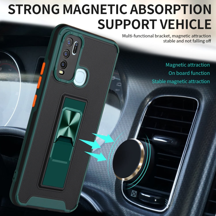 For vivo Y50 / Y30 Dual-color Skin Feel TPU + PC Magnetic Shockproof Case with Invisible Holder