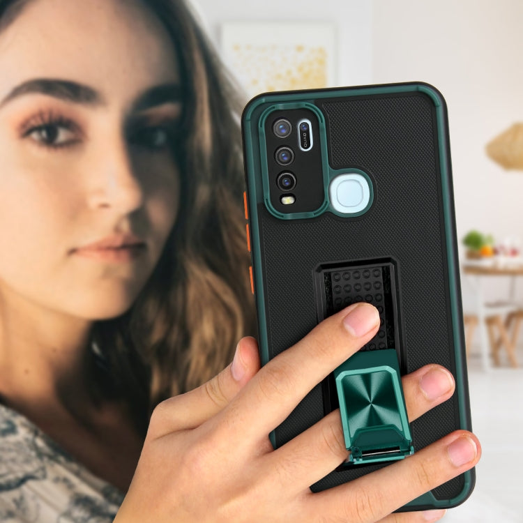 For vivo Y50 / Y30 Dual-color Skin Feel TPU + PC Magnetic Shockproof Case with Invisible Holder