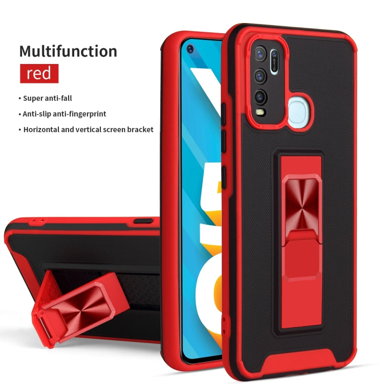 For vivo Y50 / Y30 Dual-color Skin Feel TPU + PC Magnetic Shockproof Case with Invisible Holder