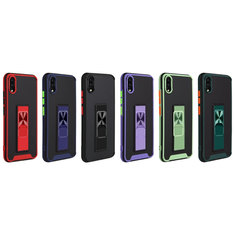 For vivo Y93 Dual-color Skin Feel TPU + PC Magnetic Shockproof Case with Invisible Holder