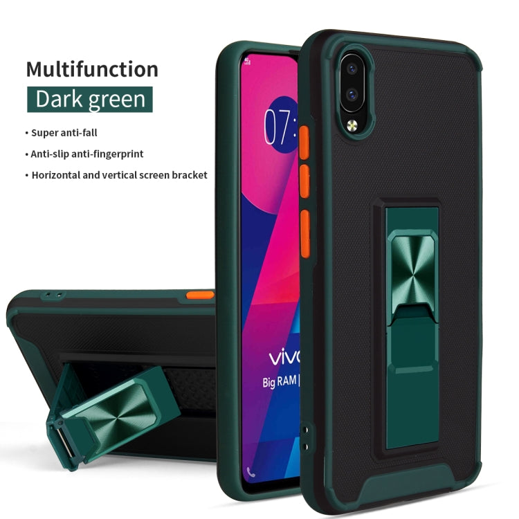 For vivo Y93 Dual-color Skin Feel TPU + PC Magnetic Shockproof Case with Invisible Holder
