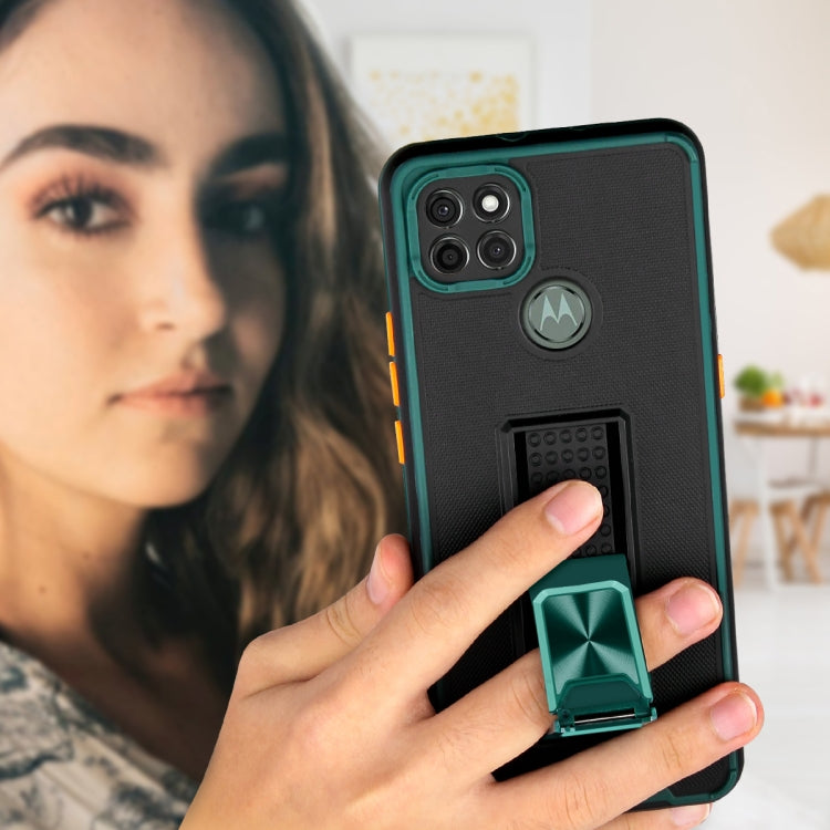 For Motorola Moto G9 Power Dual-color Skin Feel TPU + PC Magnetic Shockproof Case with Invisible Holder