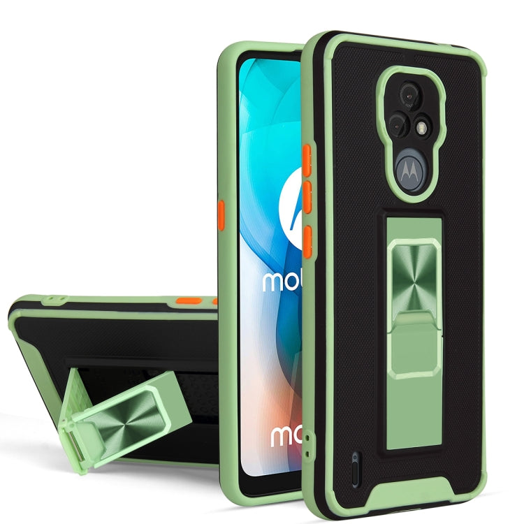For Motorola Moto E7 Dual-color Skin Feel TPU + PC Magnetic Shockproof Case with Invisible Holder