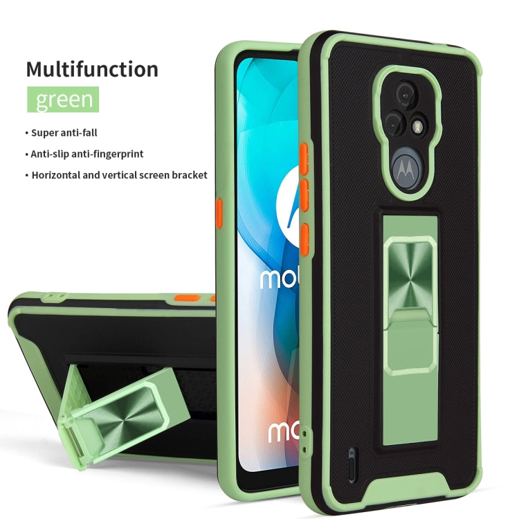 For Motorola Moto E7 Dual-color Skin Feel TPU + PC Magnetic Shockproof Case with Invisible Holder